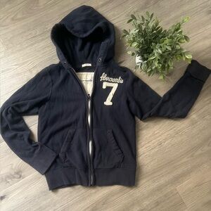 Abercrombie & Fitch Navy Hoodie with Embroidered Logo